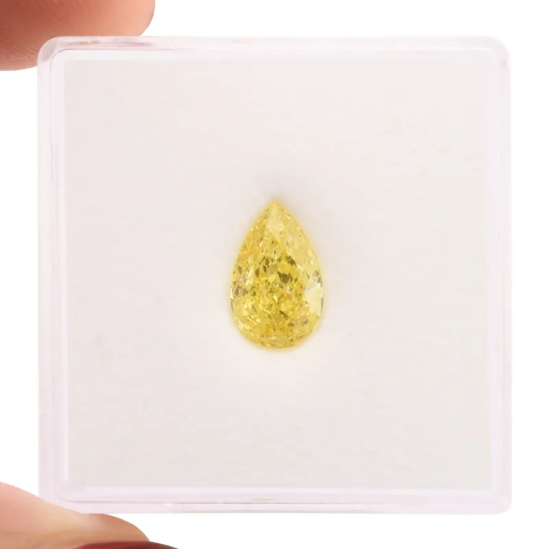 1.01 Carat Fancy Vivid Yellow Pear Diamond VS2 GIA