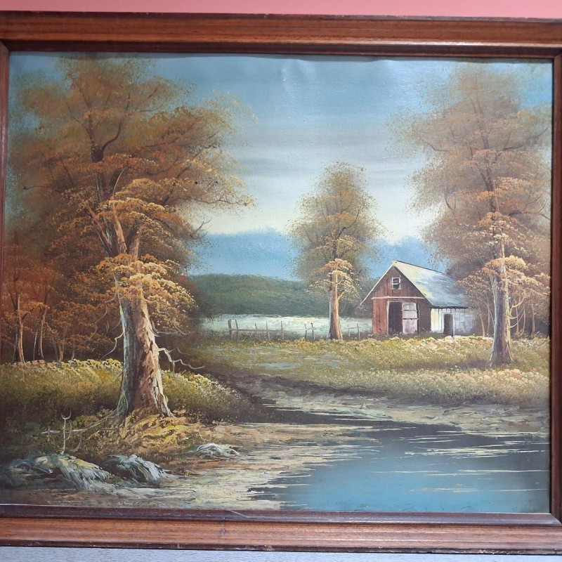 Autumn Landscape with Cabin and Lake