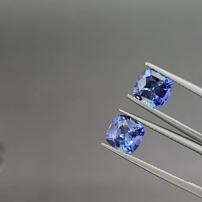 Pair of Intense Blue sapphires in cushion cut 5.59 carats