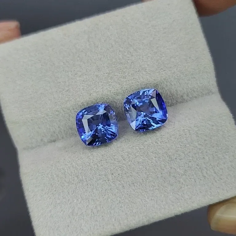 Pair of Intense Blue sapphires in cushion cut 5.59 carats