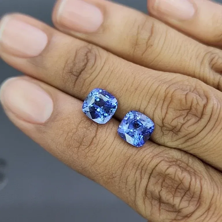 Pair of Intense Blue sapphires in cushion cut 5.59 carats