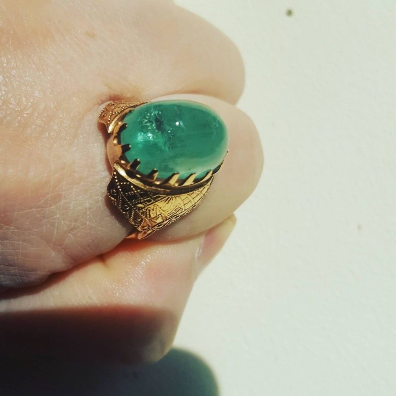 Natural Emerald Gold Ring