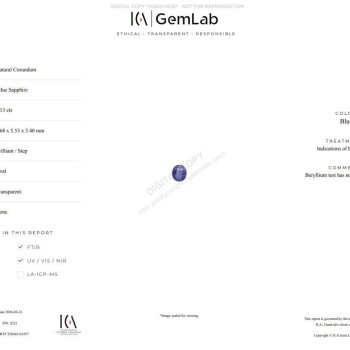 Blue Sapphire - 1.13 ct  (ICA GemLab)