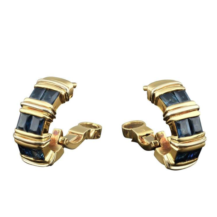Cartier White Gold and Sapphire Apollonia Hoop Earclips