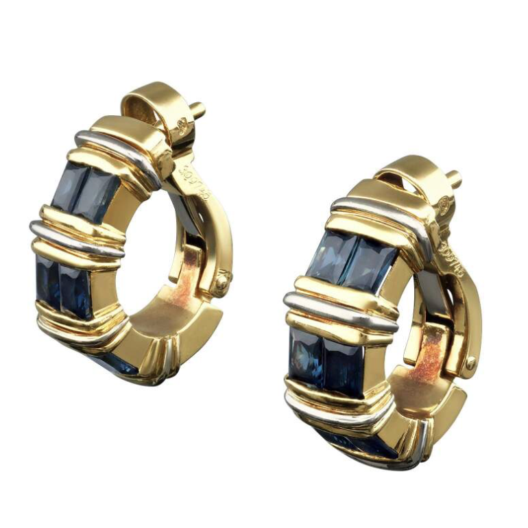 Cartier White Gold and Sapphire Apollonia Hoop Earclips