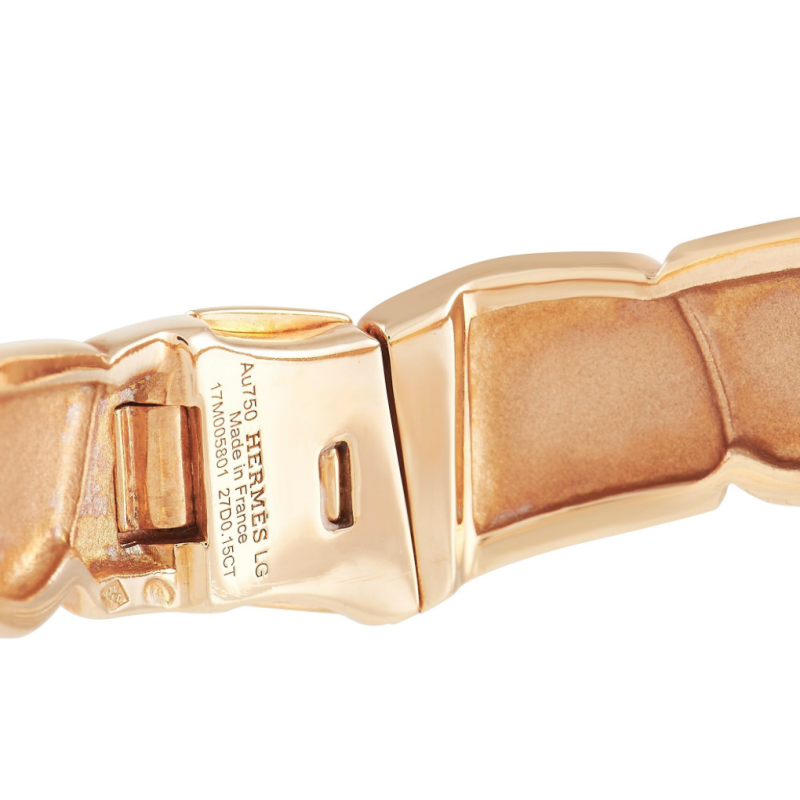 Hermes Herms Niloticus 18K Rose Gold Diamond Bracelet